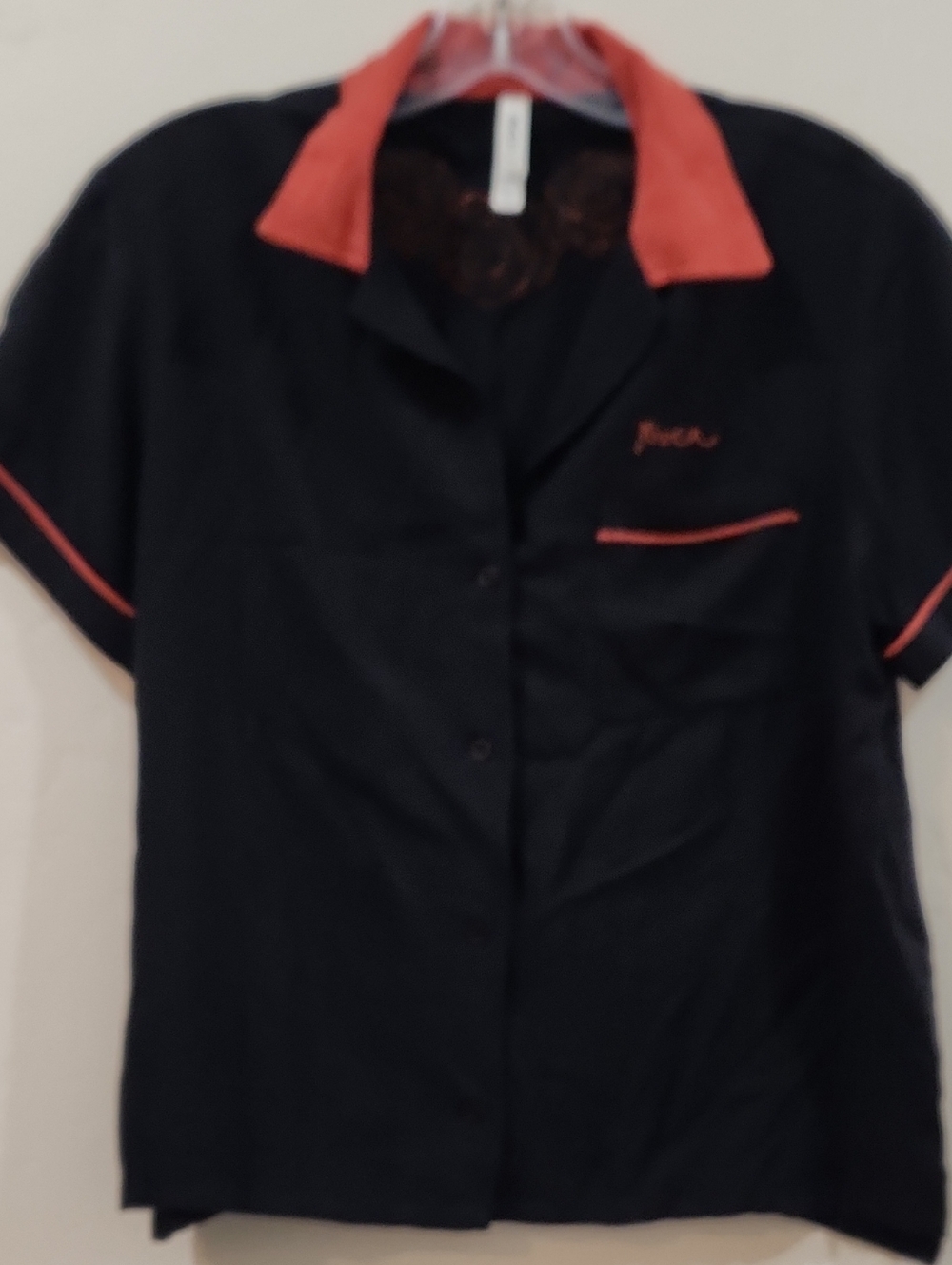 RVCA Black Shirt with Orange Embroidered Pattern